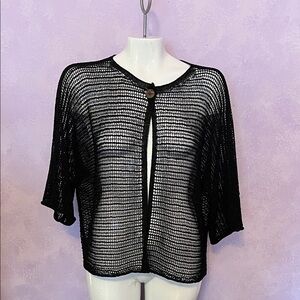 Elegant Black Open-Knit Women's Cardigan
